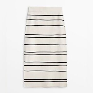 Massimo Dutti Black and White Striped Skirt